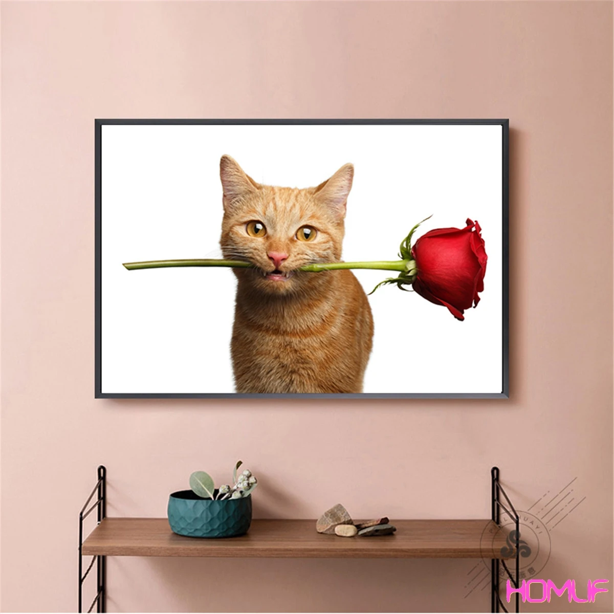 Алмазная картина животное кошка с розой вышивка стежок мозаика стразы | Дом и сад