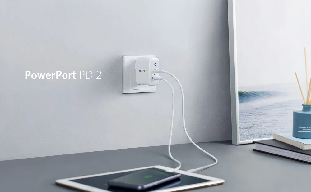 Anker 2-портовое настенное зарядное устройство USB C type C с мощностью 18 Вт и мощностью 12 Вт IQ, порт питания PD 2, светодиодный индикатор для iPhone, iPad и т. Д