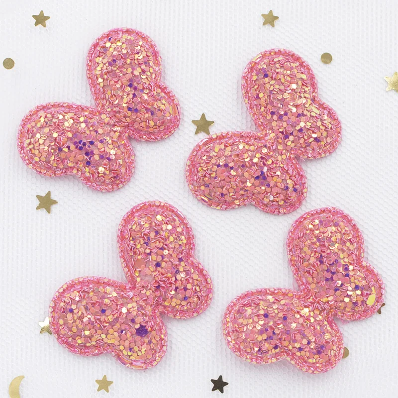 Rose Red-10Pcs Блестящая ткань с пайетками мягкие патчи Милая бабочка аппликации для рукоделия одежды Швейные принадлежности "сделай сам" заколки для волос аксессуары F68 - Цвет: Rose Red-10Pcs