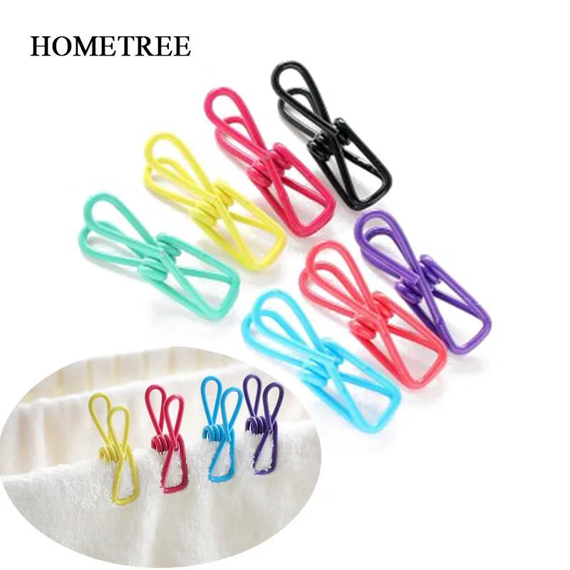 

HOMETREE 10 Pcs Color Clothing Socks Clips Household Commodity Multipurpose Mini Metal Clip Photo Bookmark Decorative Clips H720