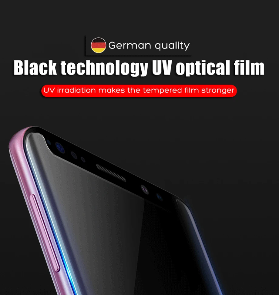 Полное покрытие 3D полный клей УФ жидкости Стекло для huawei mate 20 pro RS УФ жидкий клей для Samsung Note 8 9 S8 Экран протектор