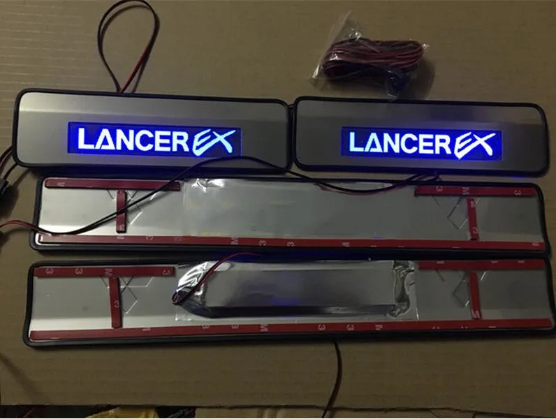 car styling stainless steel scuff plate door sill 4pcs/set accessories With Blue LED light For 2010-2013 Mitsubishi LancerEX | Автомобили