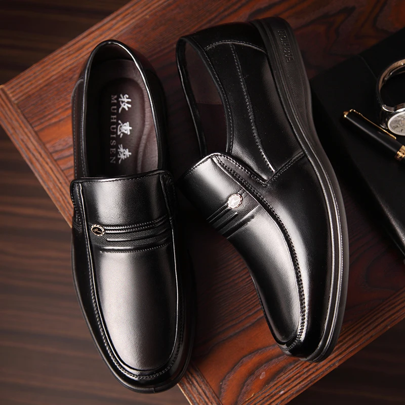 2017 человек Официальные ботинки Пояса из натуральной кожи черные блестящие Для