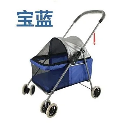 Синий Dog Trailer Vegetable Dog Car Two-wheeled Car Small Dog Walking Pet Car Cat and Dog Out of The Wagon Folding Cart - Цвет: Синий