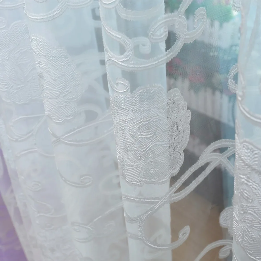 Современная оконная занавеска NAPEARL жаккардовая Цветочная глухая тюль для