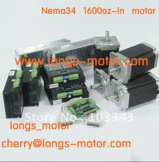 4 оси Nema 34 шаговый двигатель 1600oz и драйвер шагового двигателя DM860A CNC