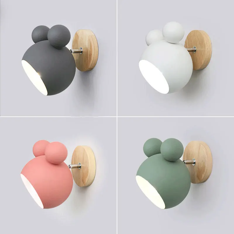 

wooden wall lights bedside wall lamp wall sconce modern wall light for bedroom Nordic macaroon 6 color steering head E27 85-285V