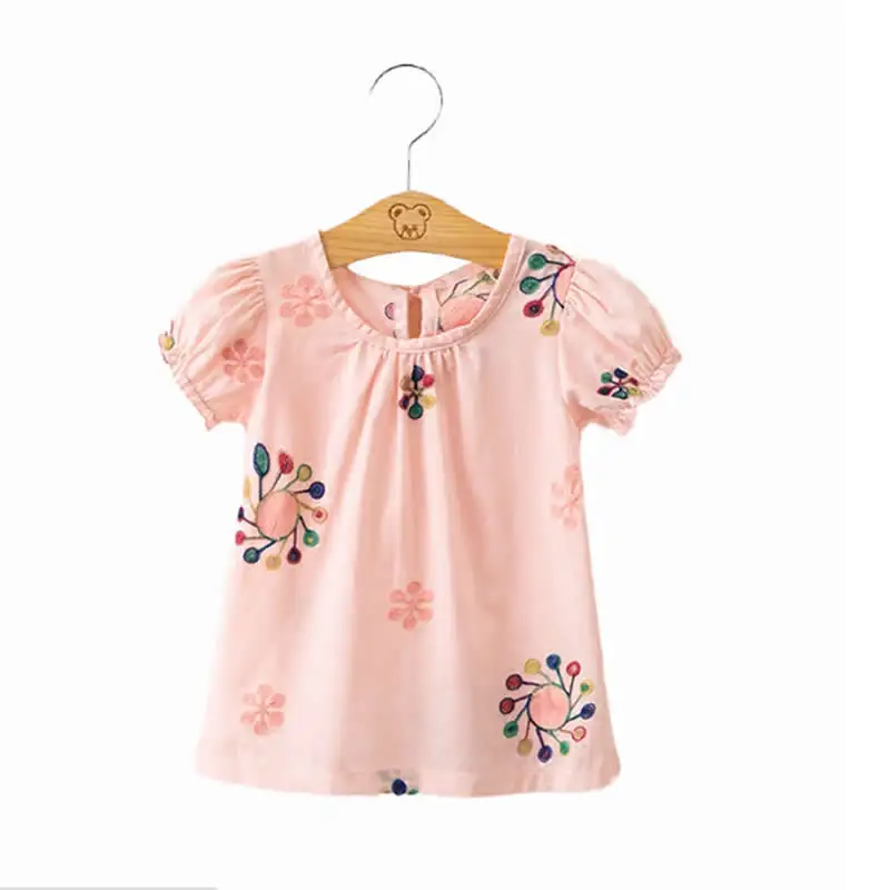Детская одежда 2019 летние блузки верхняя без подкладки с вышивкой коротким