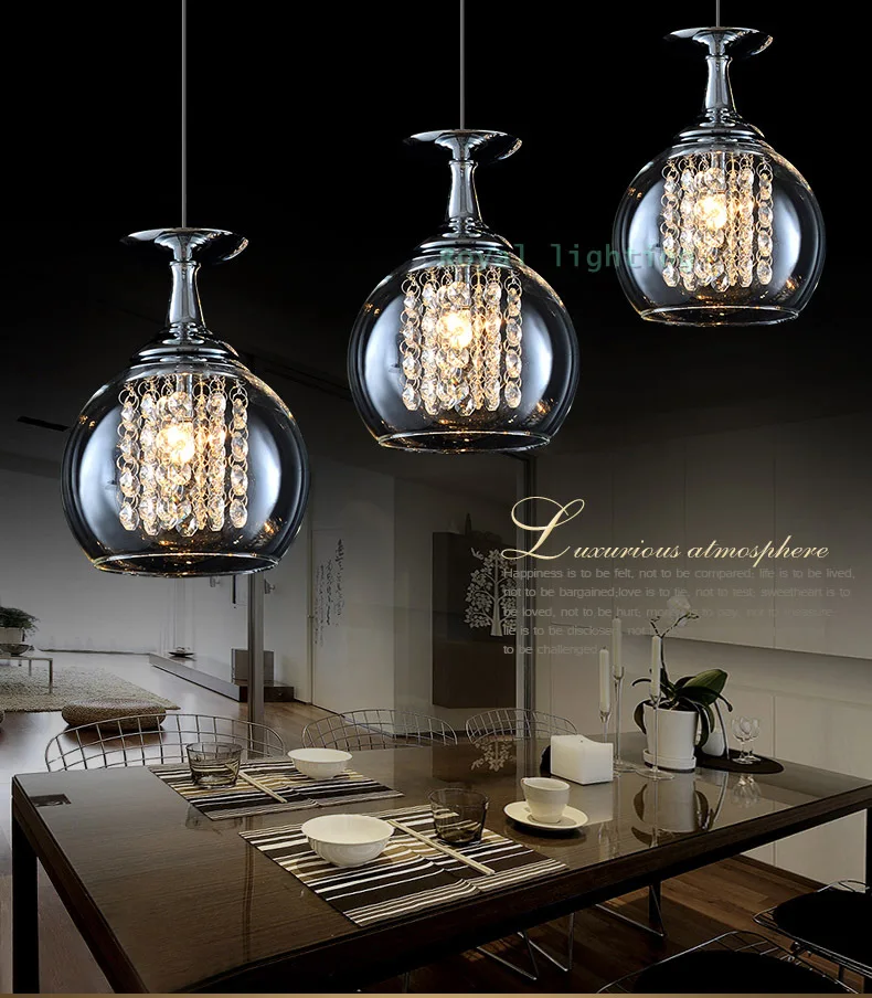 Бар 3 шт. стеклянный стакан лампа кристалл подвесные светильники столовая LED