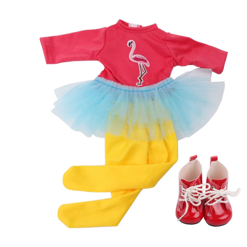 18 inch Girls doll dress Birthday suit Christmas suit with shoes American born clothes Baby toys fit 43 cm baby dolls c646 - Цвет: Red