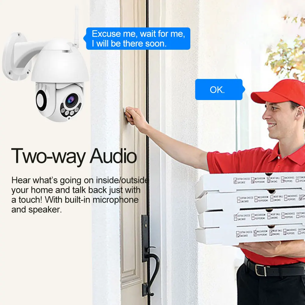 1080P Wifi IP Camera Outdoor Two Way Audio PTZ 5X Optical Zoom Night Vision IR 60M Wireless Security Speed Dome P2P | Безопасность и