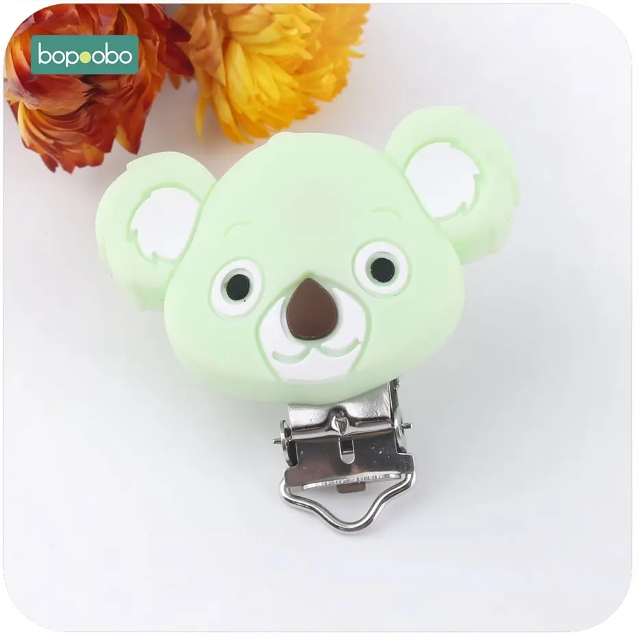 green koala clip Bopoobo, 1 шт., милая Коала, силиконовая соска, клипса, подарок для ребенка, детский прорезыватель, аксессуары для прорезывания зубов, инструмент «сделай сам», детская игрушка, держатель для соски - Цвет: green koala clip