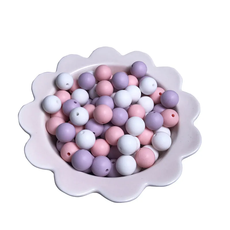 colors 2 50 шт./лот силиконовый свободный бисер ребенок прорезывание зубов Beads-40colors-безопасный пищевой класс прорезывания зубов жеванные круглые силиконовые бусы - Цвет: colors 2