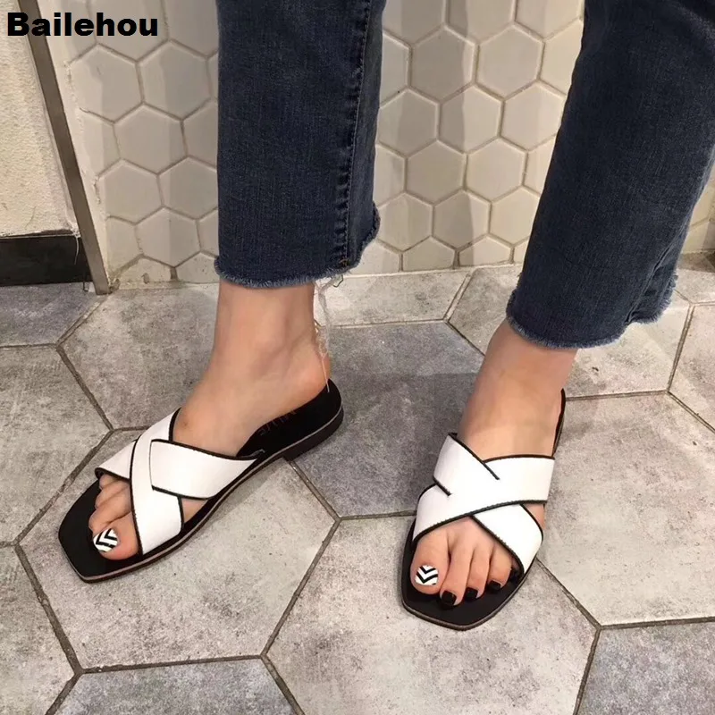 Bailehou/2019 г. летние женские шлепанцы лаконичные сандалии для отдыха однотонные без