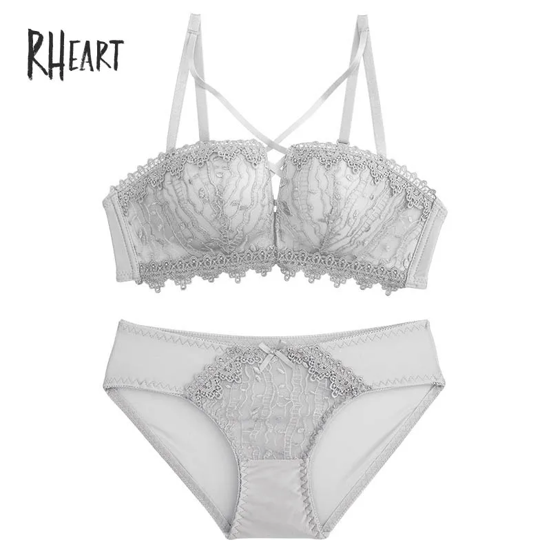 Gray Roseheart женское модное серое Сексуальное белье цельные бюстгальтеры с вырезами хлопковые трусики беспроводные комплекты бюстгальтеров нижнее белье A B роскошные французские - Цвет: Gray