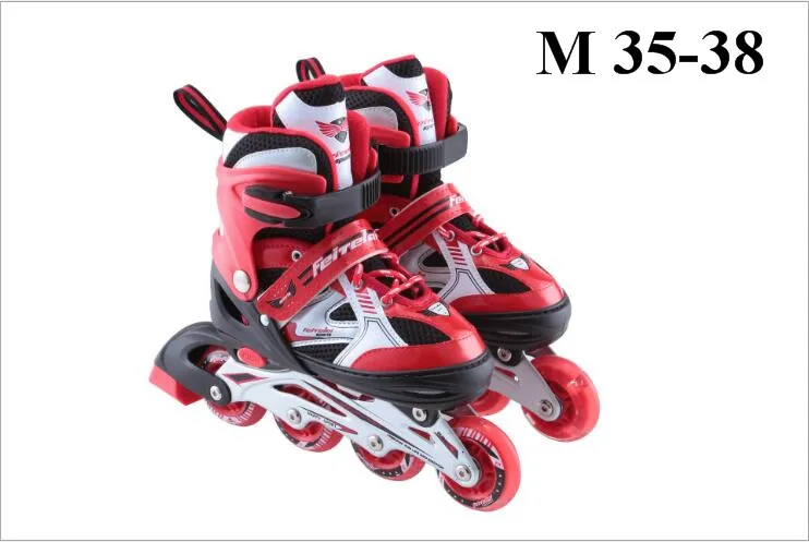 RED M 35-38 Высокое качество, детские роликовые коньки, обувь для катания на роликах, регулируемые мигающие колеса, Patines Inline SkateRoller, обувь для катания на коньках - Цвет: RED M 35-38