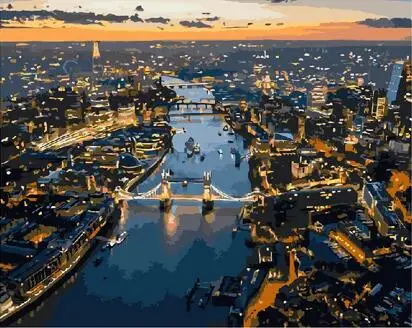 London city under sunset Landscape DIY Digital Painting By Numbers Modern Wall Art Canvas Unique Gift For Home Decor | Дом и сад