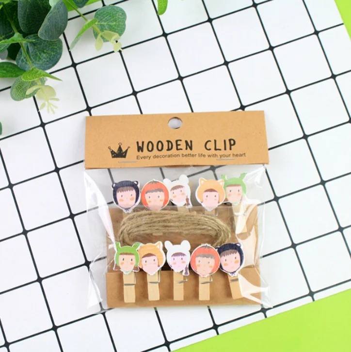 

10Pcs/set Kawaii Tomato Girl Wooden Clip Photo Paper Postcard Craft DIY Decoration Clips Office Binding Supplies Stationer