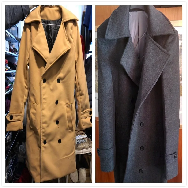 

Men Trench New vogue Double Breasted Long Wind Dust Coat Male Winter Warm Wool Blend Overcoats Jackets Plus Size 6XL Y1817