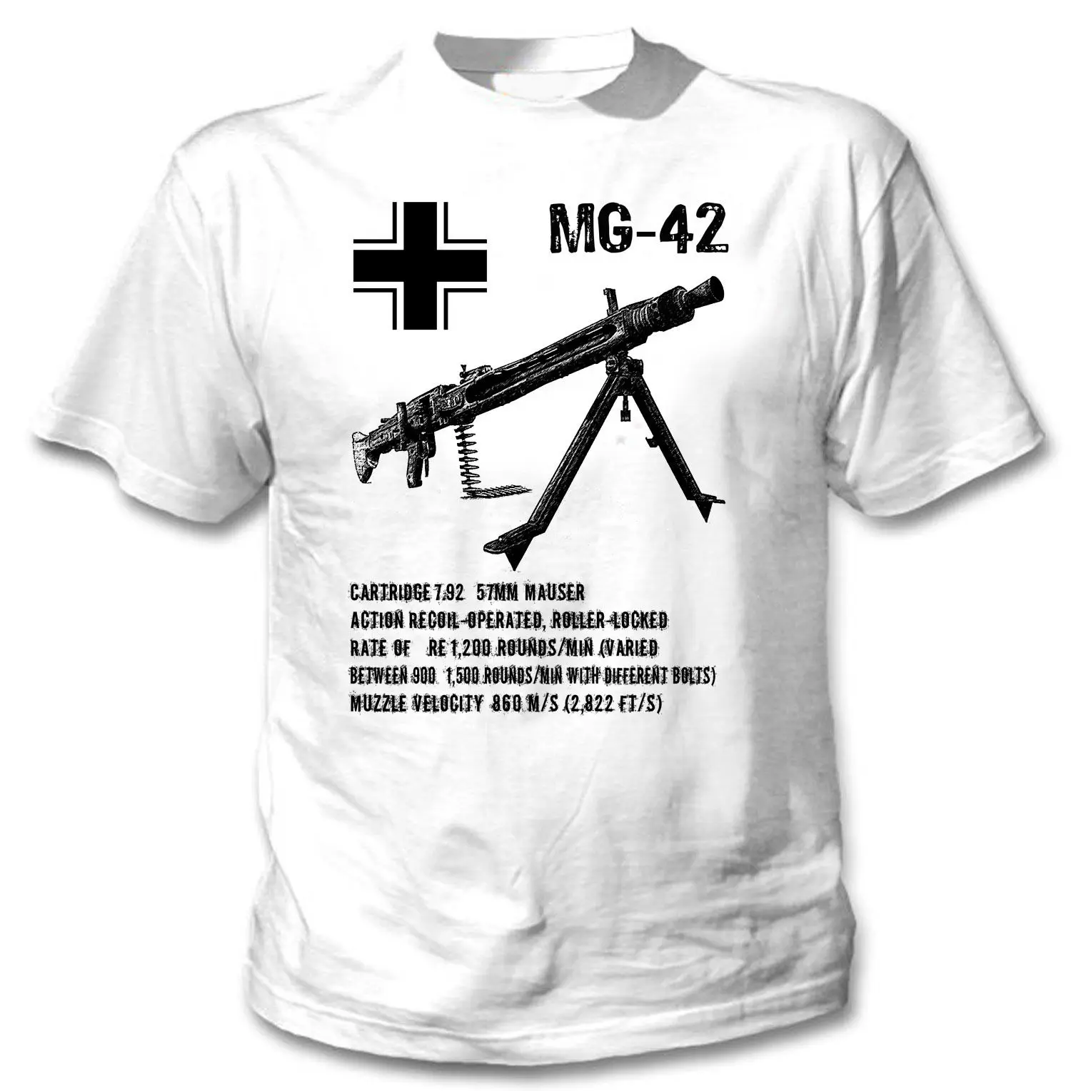 Футболка мужская хлопковая с машинным пистолетом Mg 42 Повседневная рубашка в