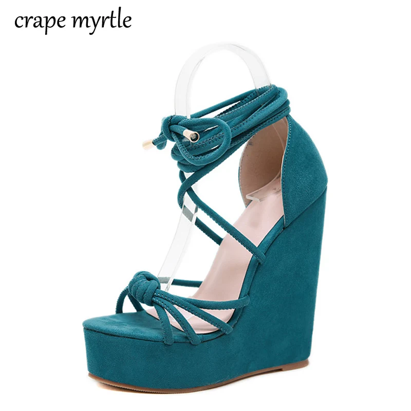 Летние женские туфли на очень высоком каблуке и платформе босоножки танкетке с