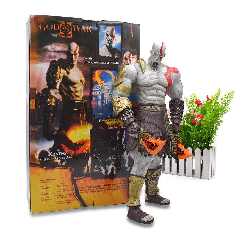 with box 1" 45 см Бог войны Кратос с лезвием Хаоса ПВХ фигурка гигантская Коллекционная модель игрушки Рождественский подарок для детей - Цвет: with box