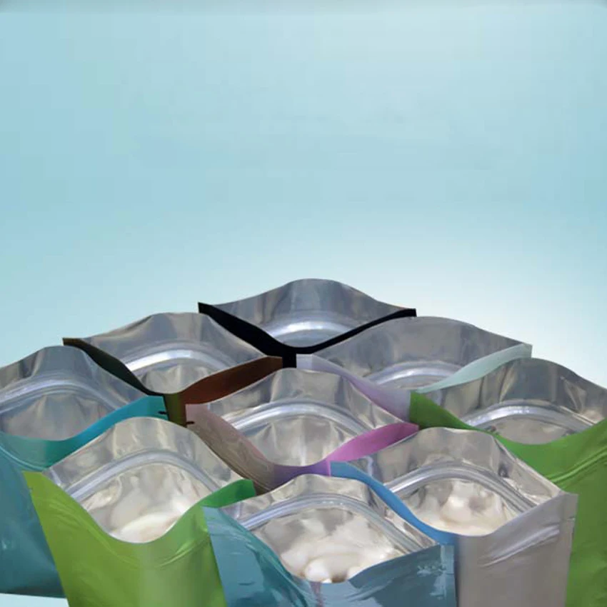 Красочные матовые/глянцевые алюминиевые фольги с плоским дном пакеты на молнии