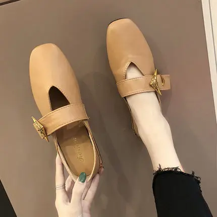 2019 новые весенние женские тонкие туфли с закрытым носком и пряжкой на небольшом