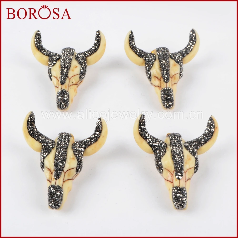 BOROSA 5 шт. кулон с головой буйвола для крупного рогатого скота стразы из смолы