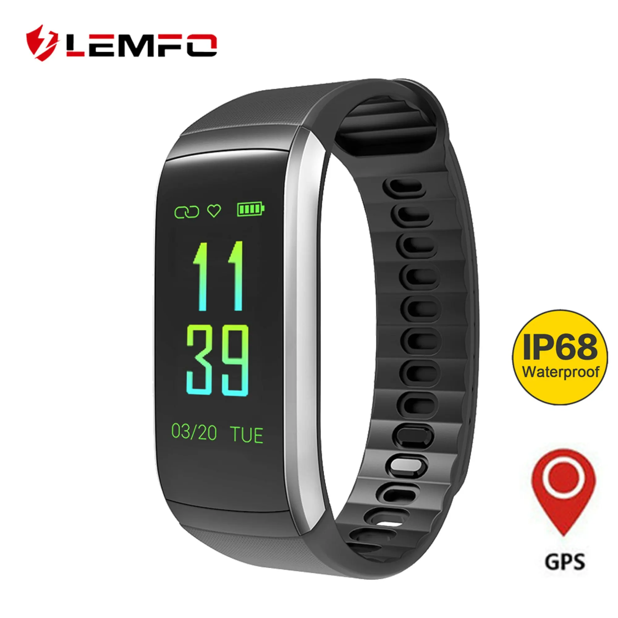 LEMFO KR02 умный фитнес браслет IP68 Водонепроницаемый gps трек Монитор сердечного ритма