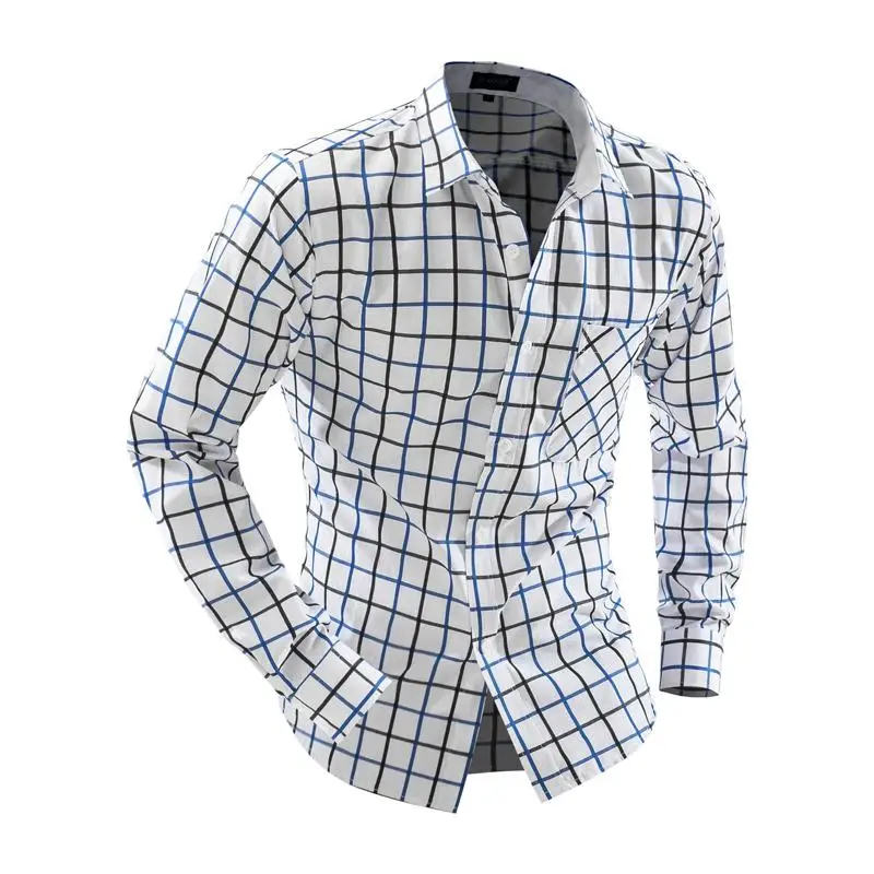Рубашки повседневная мужской Slim Fit в хит Цвет плед мужские Camisas 2 вида цветов