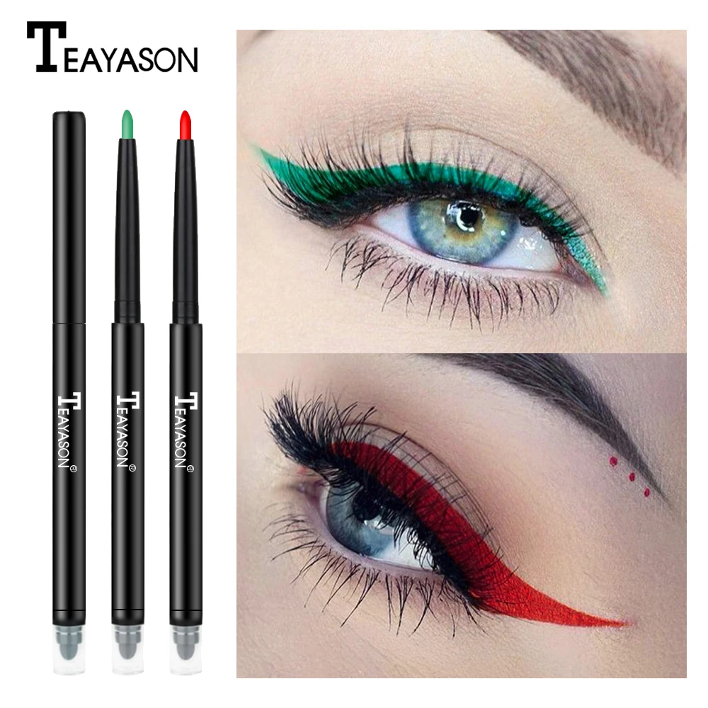 Цветная подводка для глаз Teayason с губчатой щеткой долговечная натуральная
