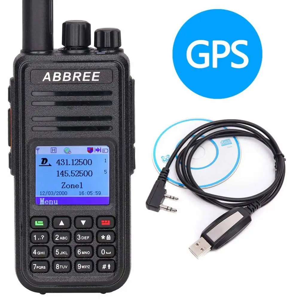 with gps add cable ABBREE AR-UV380 DMR цифровой аналоговый портативный рация(gps) Tier1 и Tier2 ретранслятор двухдиапазонный VHF/UHF радио сестра TYT MD-UV380 - Цвет: with gps add cable