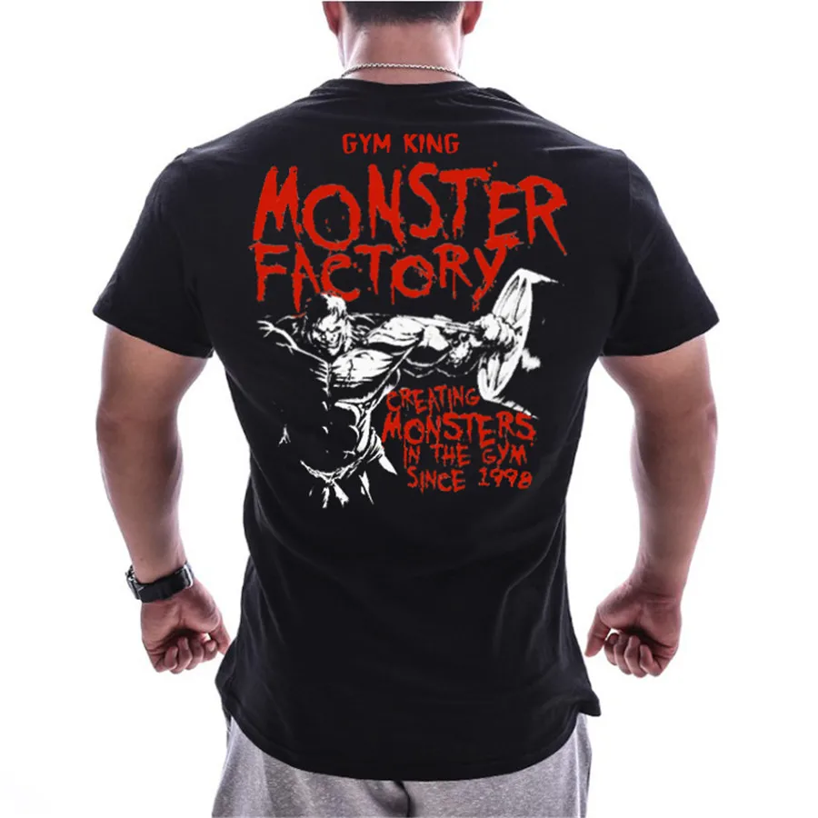

GYM Sport T-shirt Men Fitness Brand Sportswear Basketball Tee Tops Bodybuilding Skinny Print Shirt Summer MaleTraining Clothing
