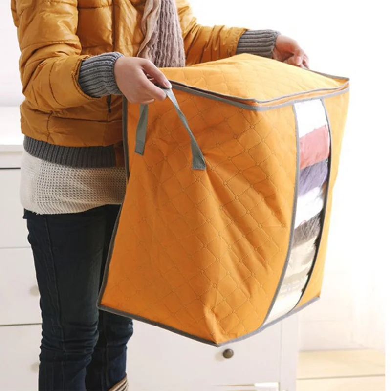Travel Bags Storage Box Portable Organizer Fold Large Non Woven Breathable Bamboo Clothing Underbed Pouch Cube Suitcase FB0084 | Багаж и