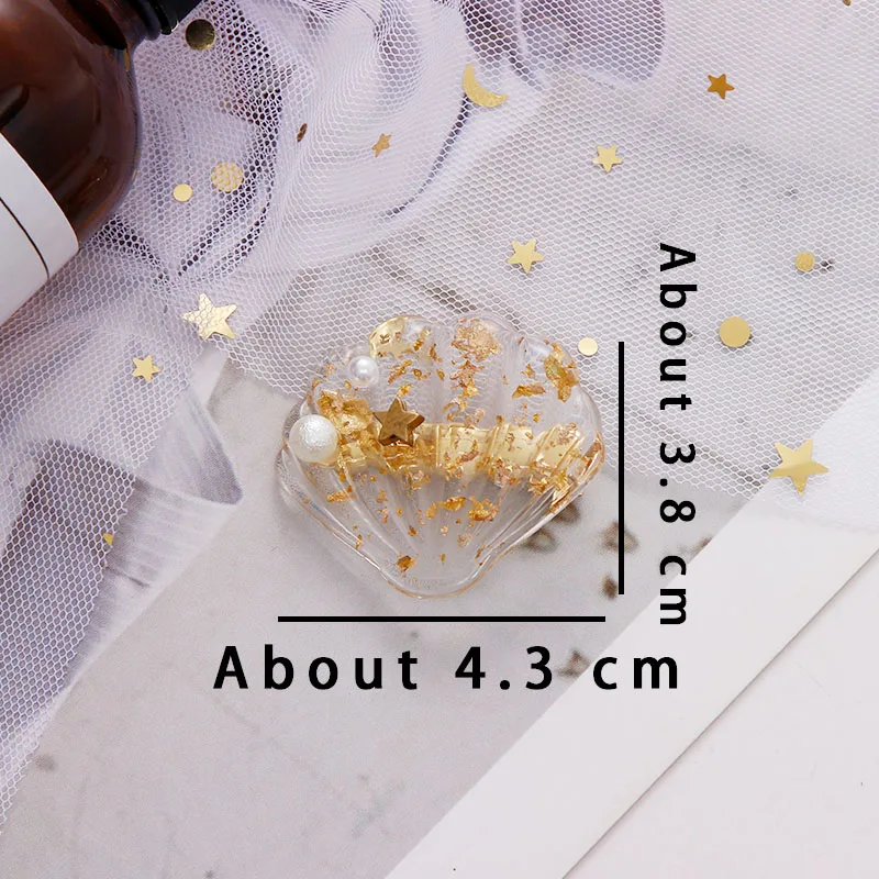 Gold Shell New Fantasy Acetate Gold Silver Foil Geometric Hair Clips Women Girls Sweet Hairpins Headband Hair Claws Hair Accessories - Цвет: Gold Shell