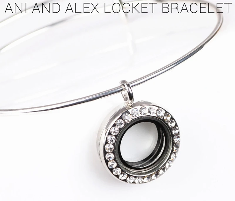 5PCS Mixed Color Full Rhinestone Round Floating Charms Alloy Locket Bracelets Bangles | Украшения и аксессуары