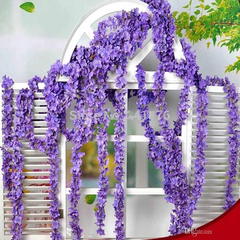 preço Brand New Artesanato 1 Peças/lote 34 Cm Wisteria Flower Vine Artificial Handmade Pendurado Garland Casamento Casa Decorativa Rattan