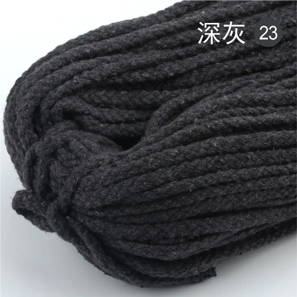 23 Dark Gray 5 5 мм ТОЛСТЫЙ цветной декоративный скрученный шнур, чистый белый, красный, розовый, зеленый, черный вязаный шнур, Котон, декоративный шнур, 5 ярдов/лот - Цвет: 23 Dark Gray 5