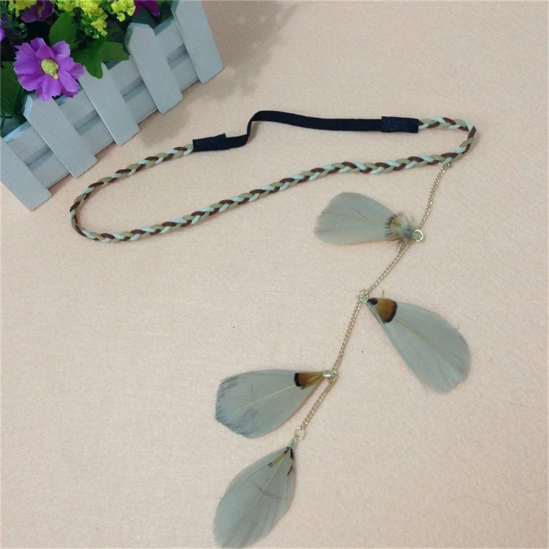 1 шт. ободок с перьями павлина индийский хиппи богемный Национальный Ветер|peacock