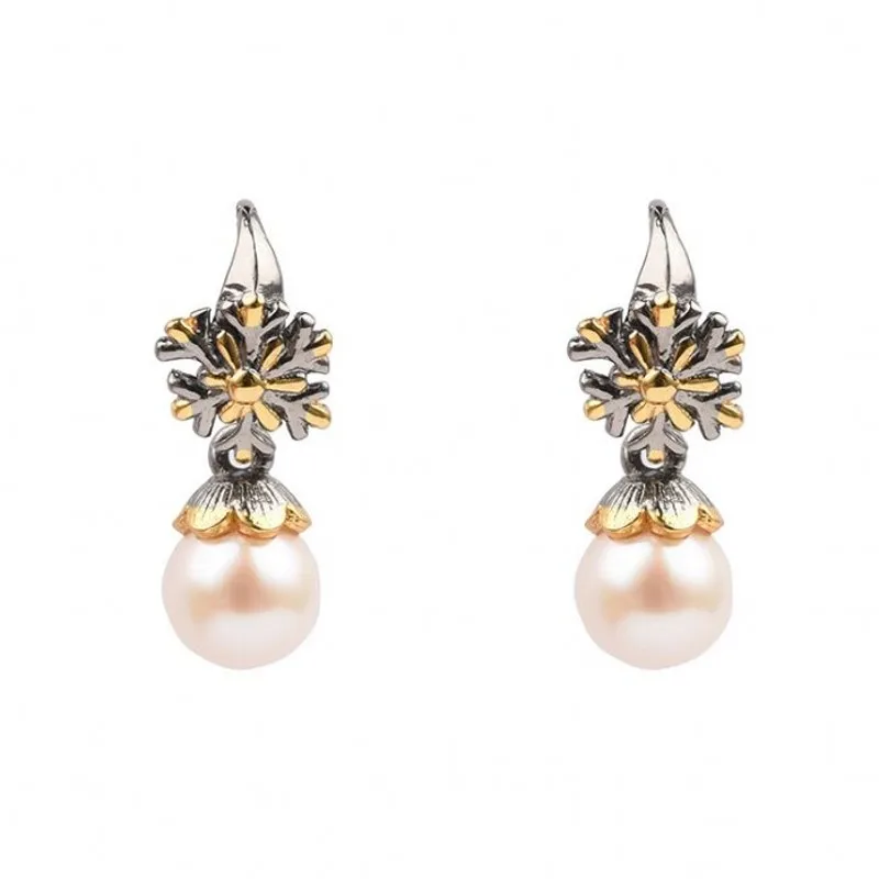 

2019 new handmade S925 silver jewelry with natural pearl earrings fashion women's earrings