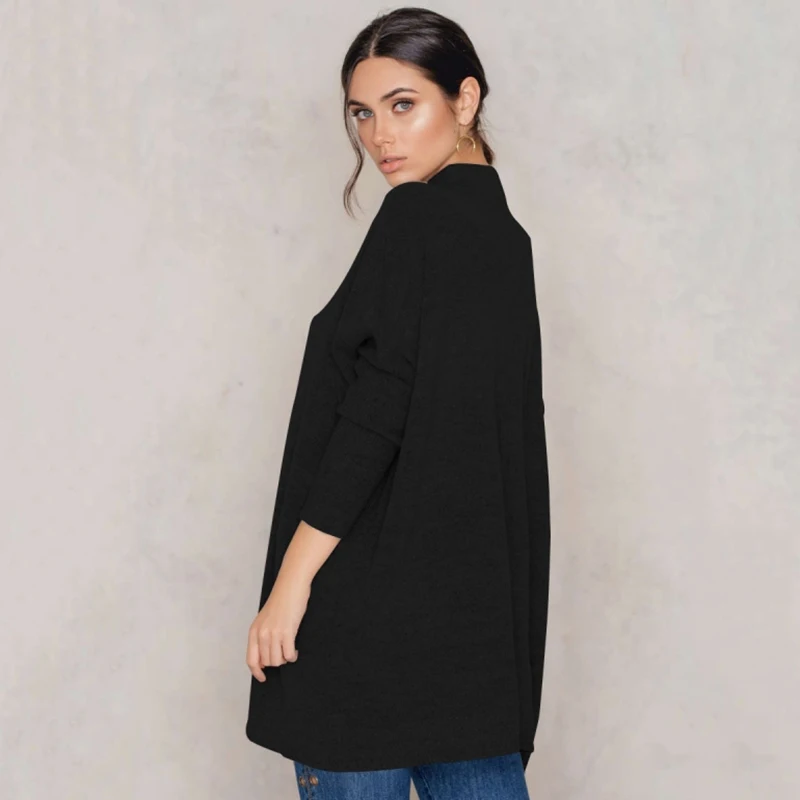 HDY Haoduoyi 2020 Fashion Sweater Women Casual Solid Black Full Sleeve Pullovers Brief Loose Turtleneck Autumn Female Sweaters | Женская