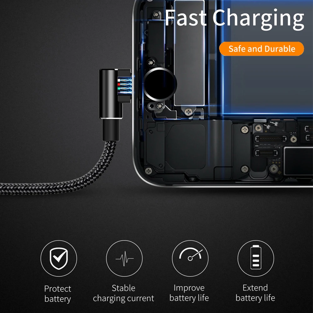 Кабель для быстрой зарядки на 90 градусов с micro usb USB Android L шнур передачи данных