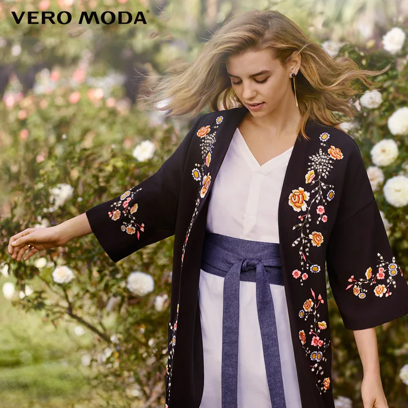 Vero Moda Весна Лето Новая женская цветочная вышивка с открытыми плечами рукава