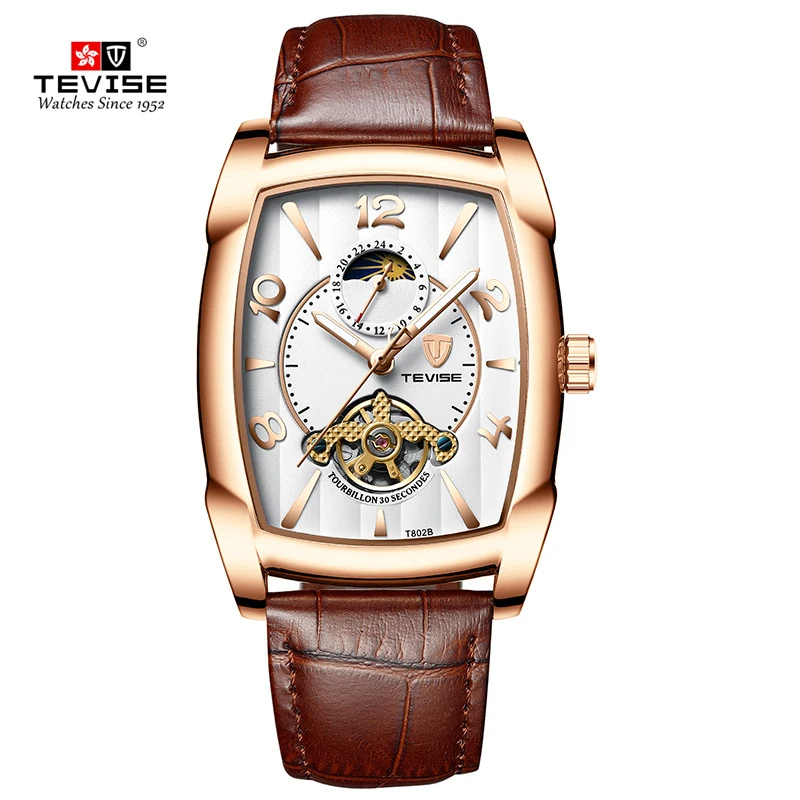 TEVISE rose white TEVISE автоматические часы с автоподзаводом деловые часы для мужчин Элитный бренд спорт мужской наручные часы тонкие Relogio Masculino - Цвет: TEVISE rose white