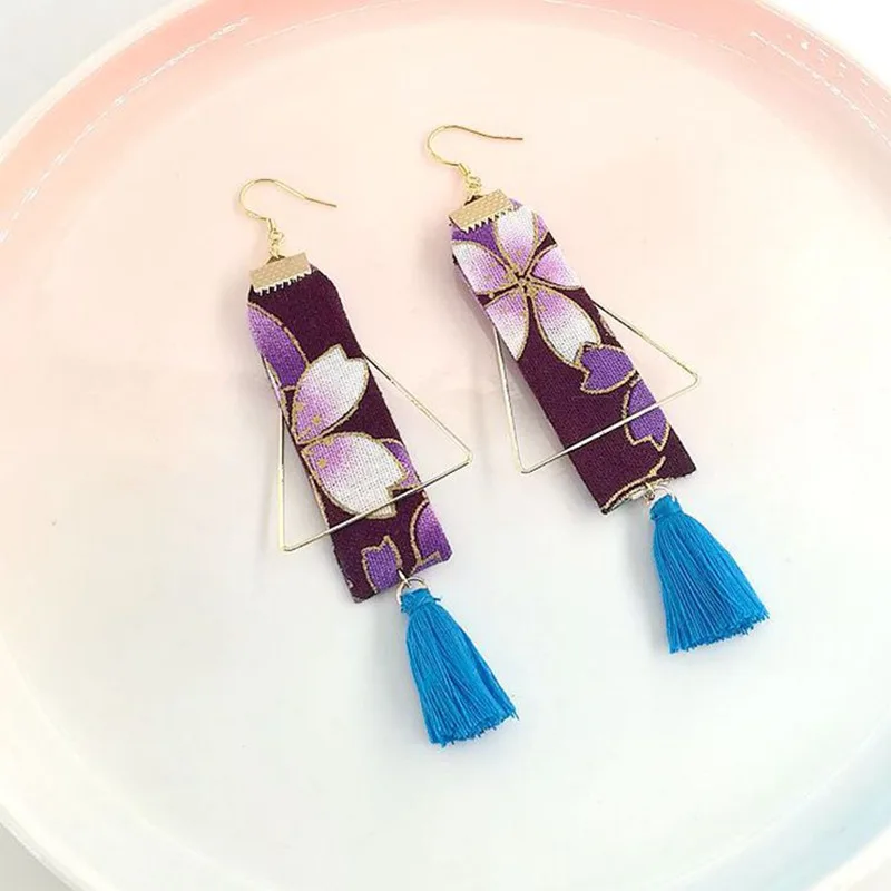 DoreenBeads модные популярные этнические серьги ретро ткань цветочный узор кулон