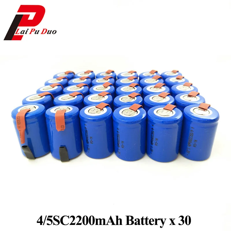 NI CD 1 2 V 2200mAh 4/5 SubC Sub 4/5SC перезаряжаемая батарея с Tab Toy Car Batteria 30 штук в