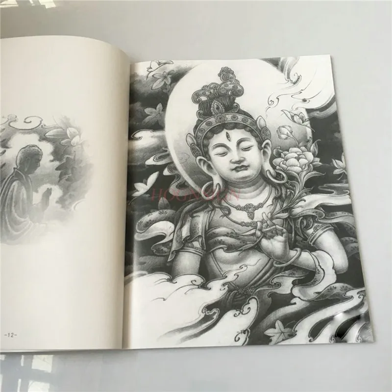 Tattoo Pattern Manuscript Book Bodhi Three Small Still Tattoos Atlas Guanyin Tatoo Black Gray Sketch Books Carving Drawing Sale