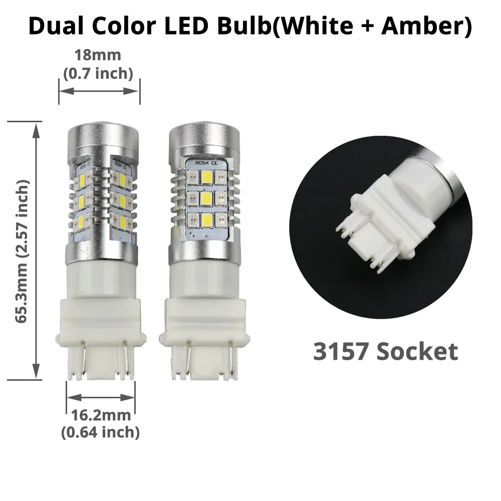 DMEX 2 шт. Switchback двухцветные светодиодный светодиодные лампы T25 3157 P27/7 Вт белый +