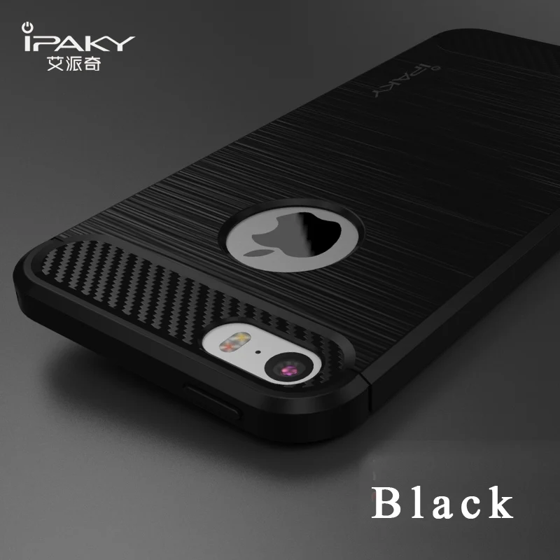 Для iphone 5 s Чехол бренд iPaky Силиконовая задняя крышка для iphone SE case Роскошные Матовый чехол из ТПУ для iphone 5 SE 5SE случае - Цвет: Черный